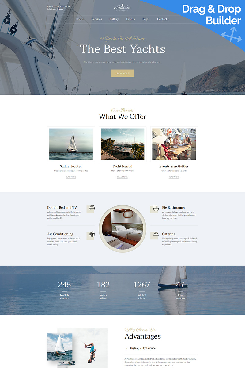 Responsywny szablon Moto CMS 3 Nautilus - Yachting #98861 - zrzut ekranu