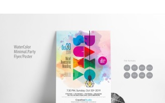 Water-Color Minimal Party Poster - Corporate Identity Template