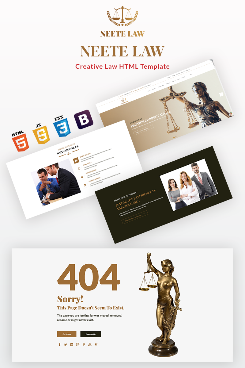 Website Vorlage namens "Neete - Law Responsive HTML" #98800