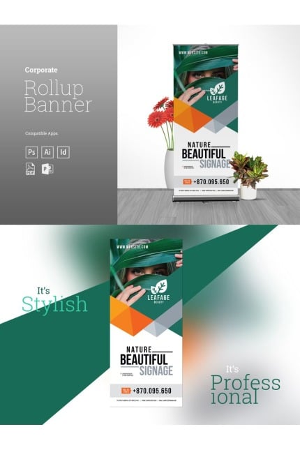 Template #98909 Green Rollup Webdesign Template - Logo template Preview