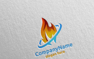 3D Fire Flame Element Design 2 Logo Template