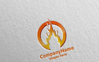 3D Fire Flame Element Design 4 Logo Template