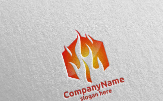 3D Fire Flame Element Design 9 Logo Template