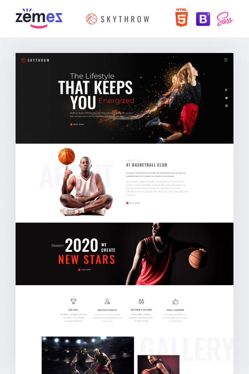 SkyThrow - Basketball Club Template Web №98988