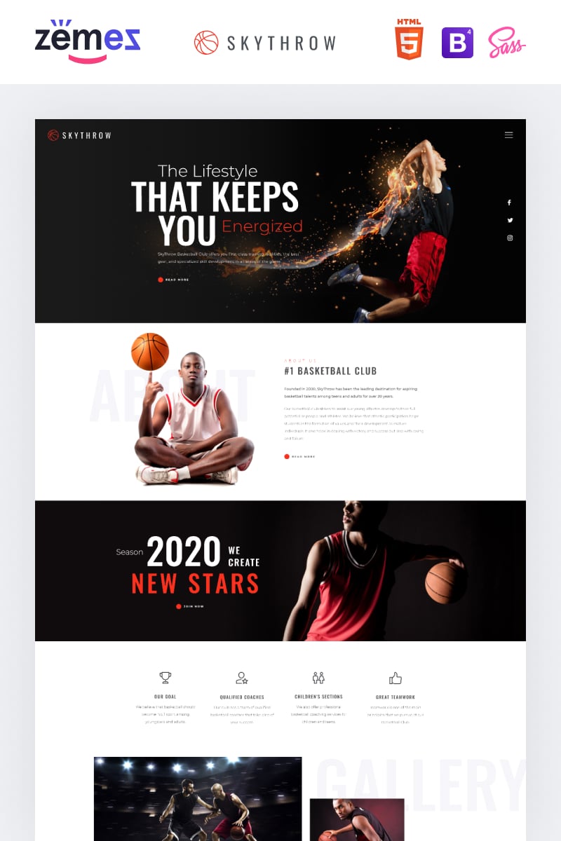 SkyThrow - Basketball Club Website Template