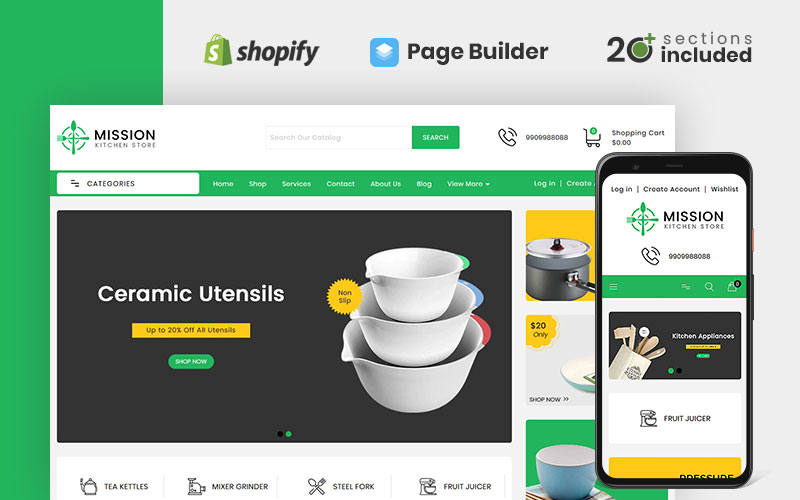 Shopify Theme namens "Mission Kitchen Store" #99223