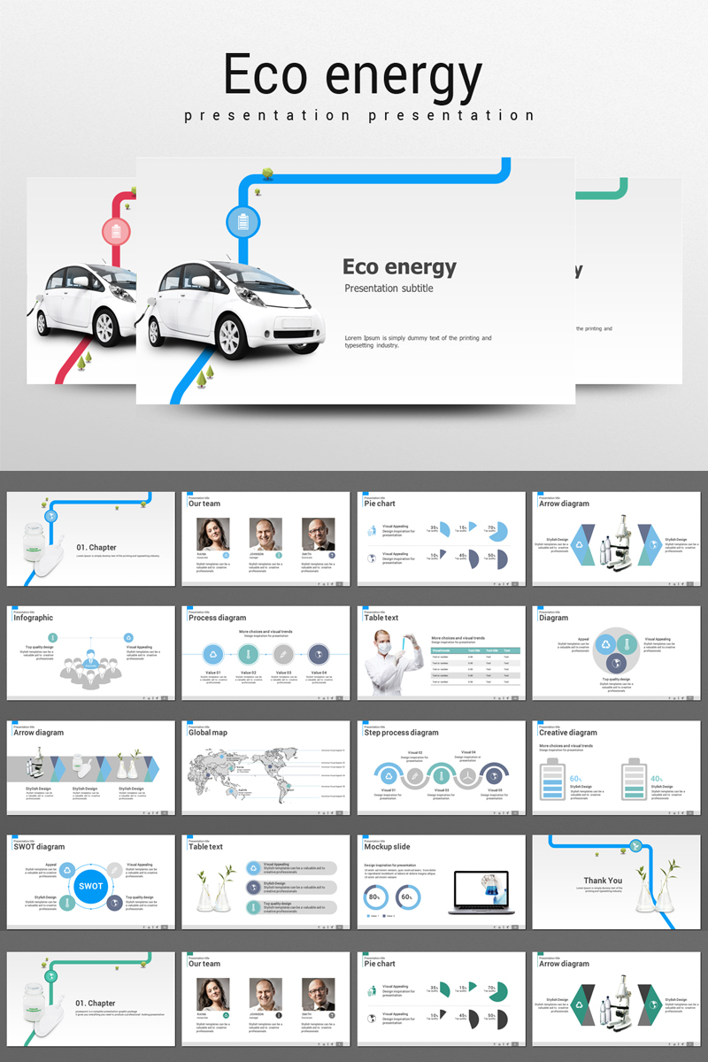Plantilla PowerPoint "Green car" #99376