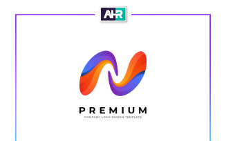 Colorful N Letter Design Logo Template