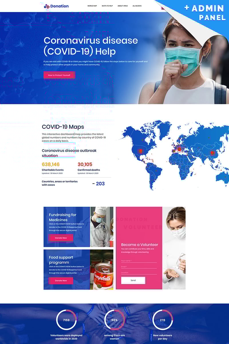 Landing Page Template namens "Coronavirus (COVID-19) Donations" #99435