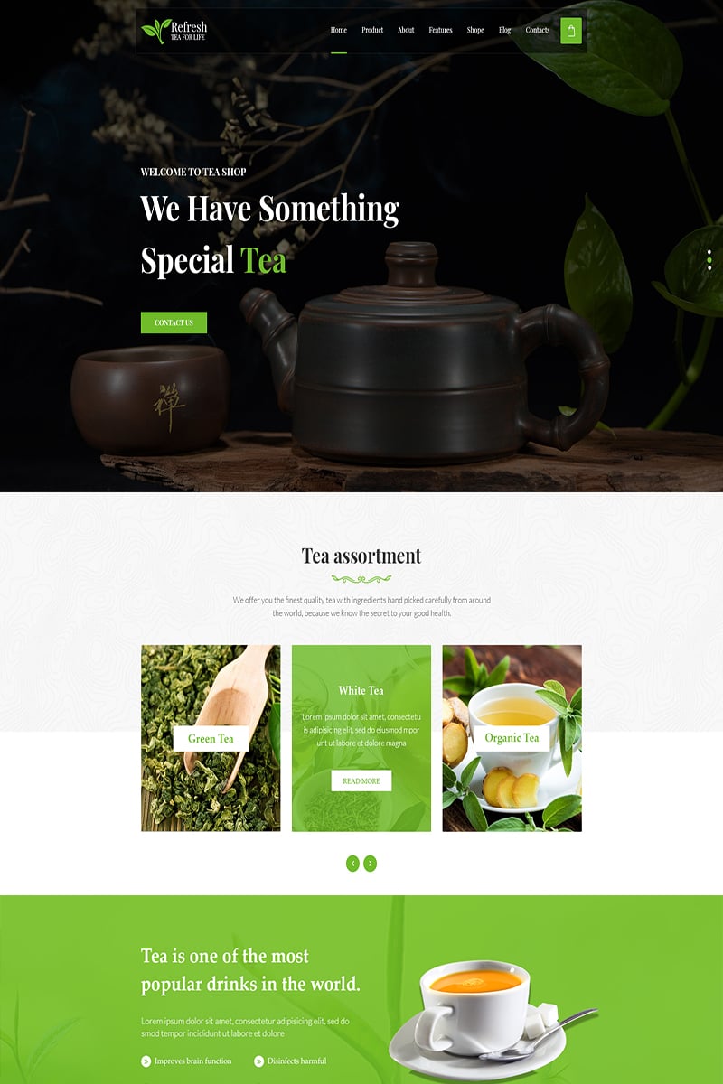 Refresh Tea - Website PSD Template #99495