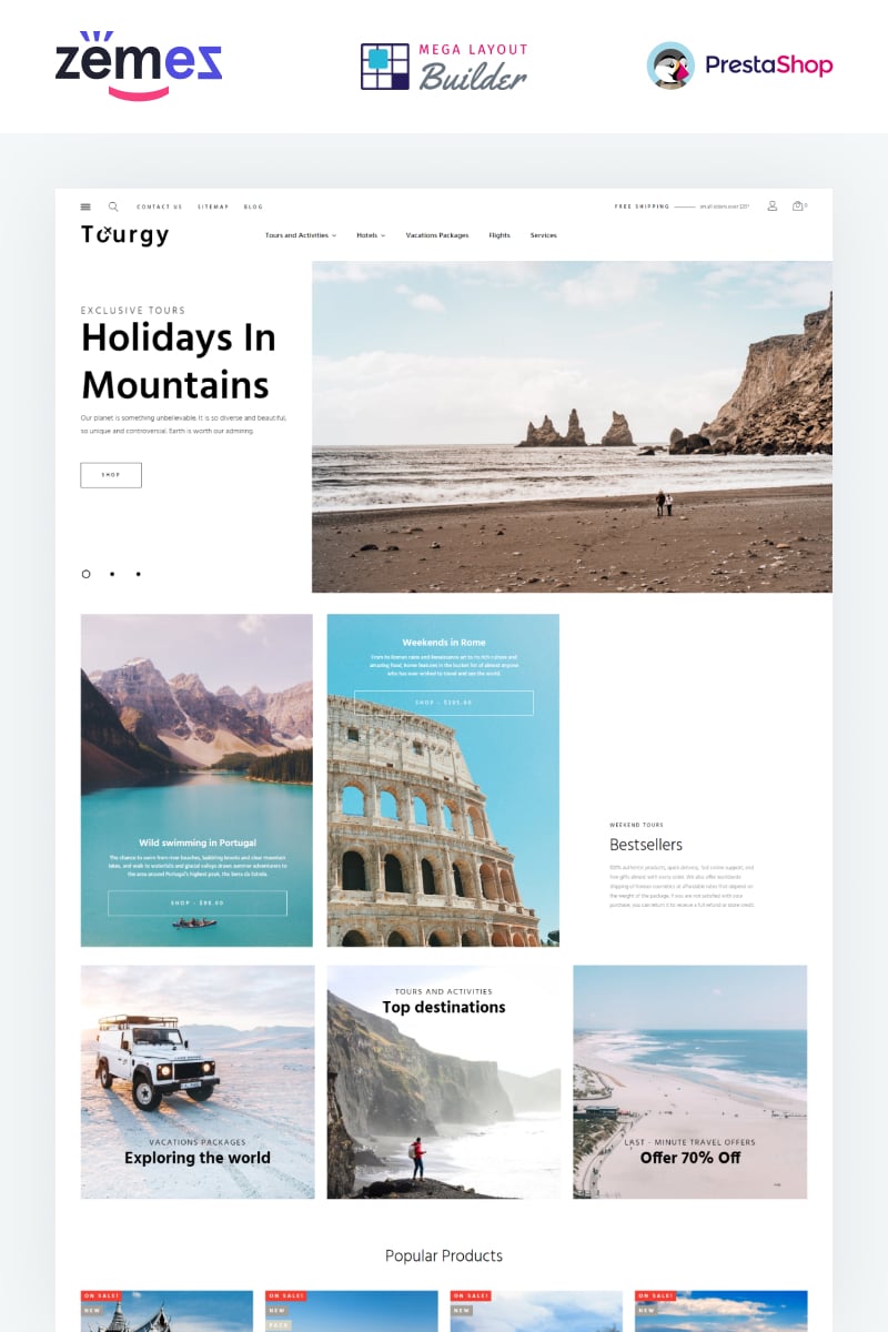 Tourgy - Travel Agency eCommerce Template №99433