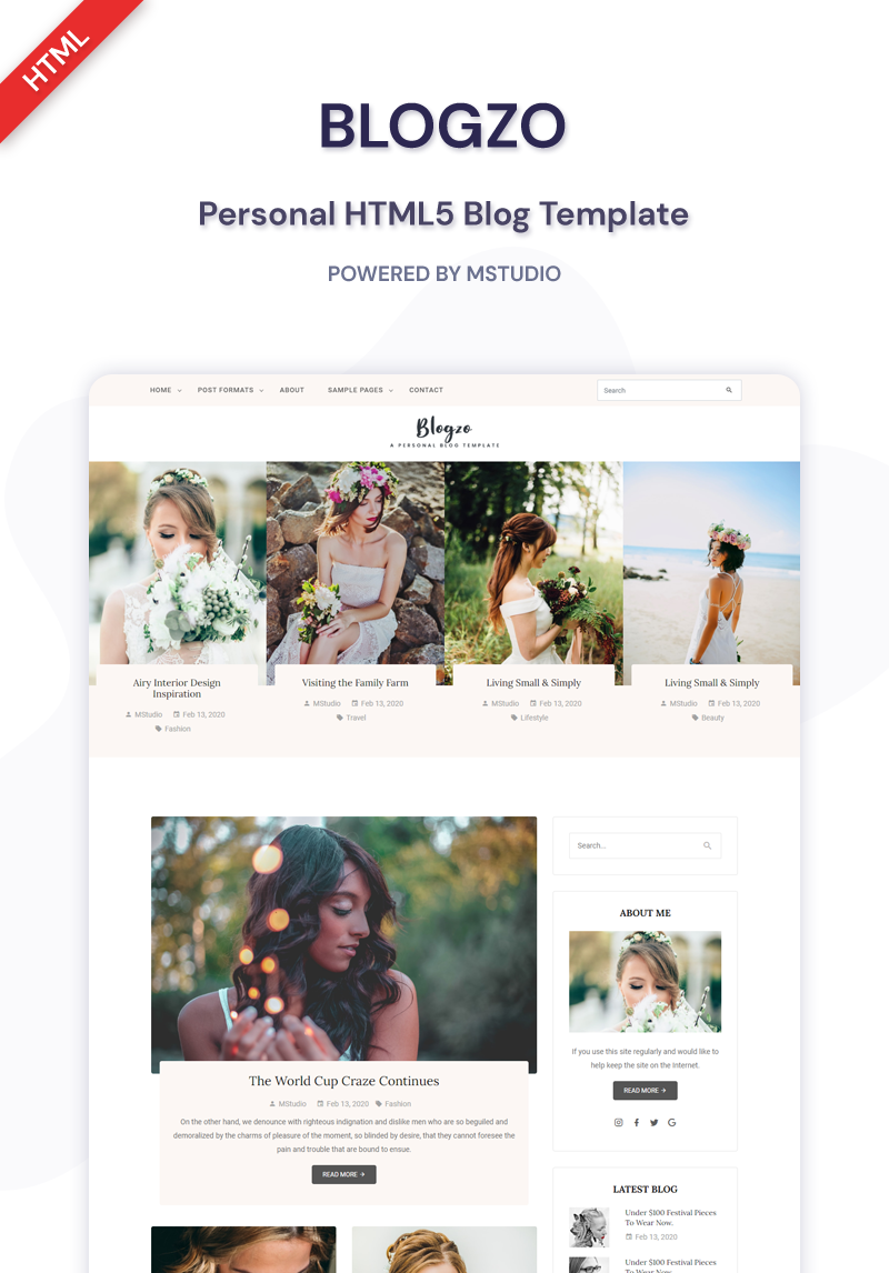 Blogzo - HTML5 Blog Website Template #99608
