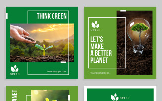 Environment Set with Green Accents Social Media Template