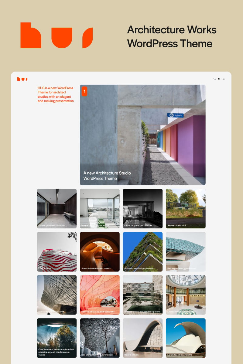 Architecture studio works wordpress theme - HUS - WordPress продаваемый  шаблон