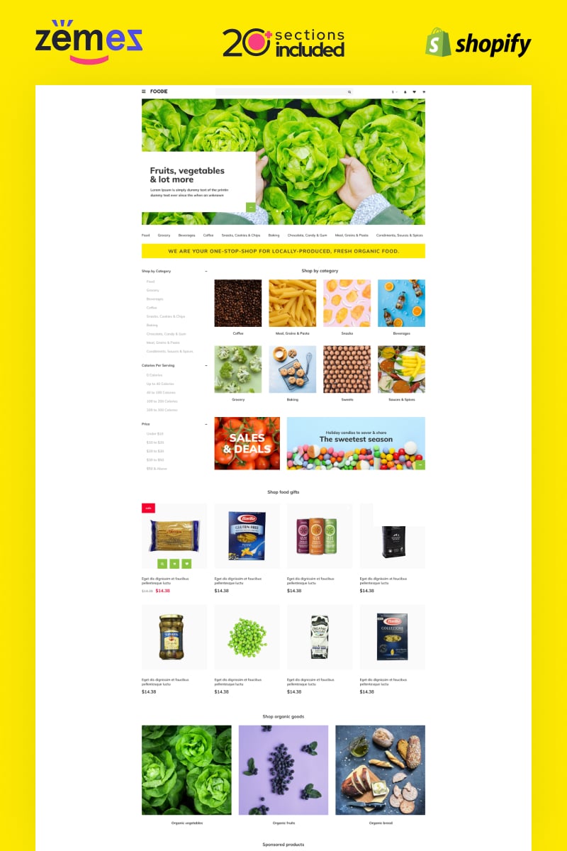 Responsivt Foodie - Shopify Delivery Store Template Shopify-tema #99734