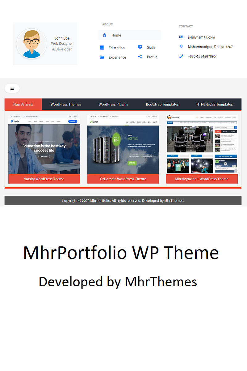 MhrPortfolio - Portfolio and Digital Item Based WordPress Theme