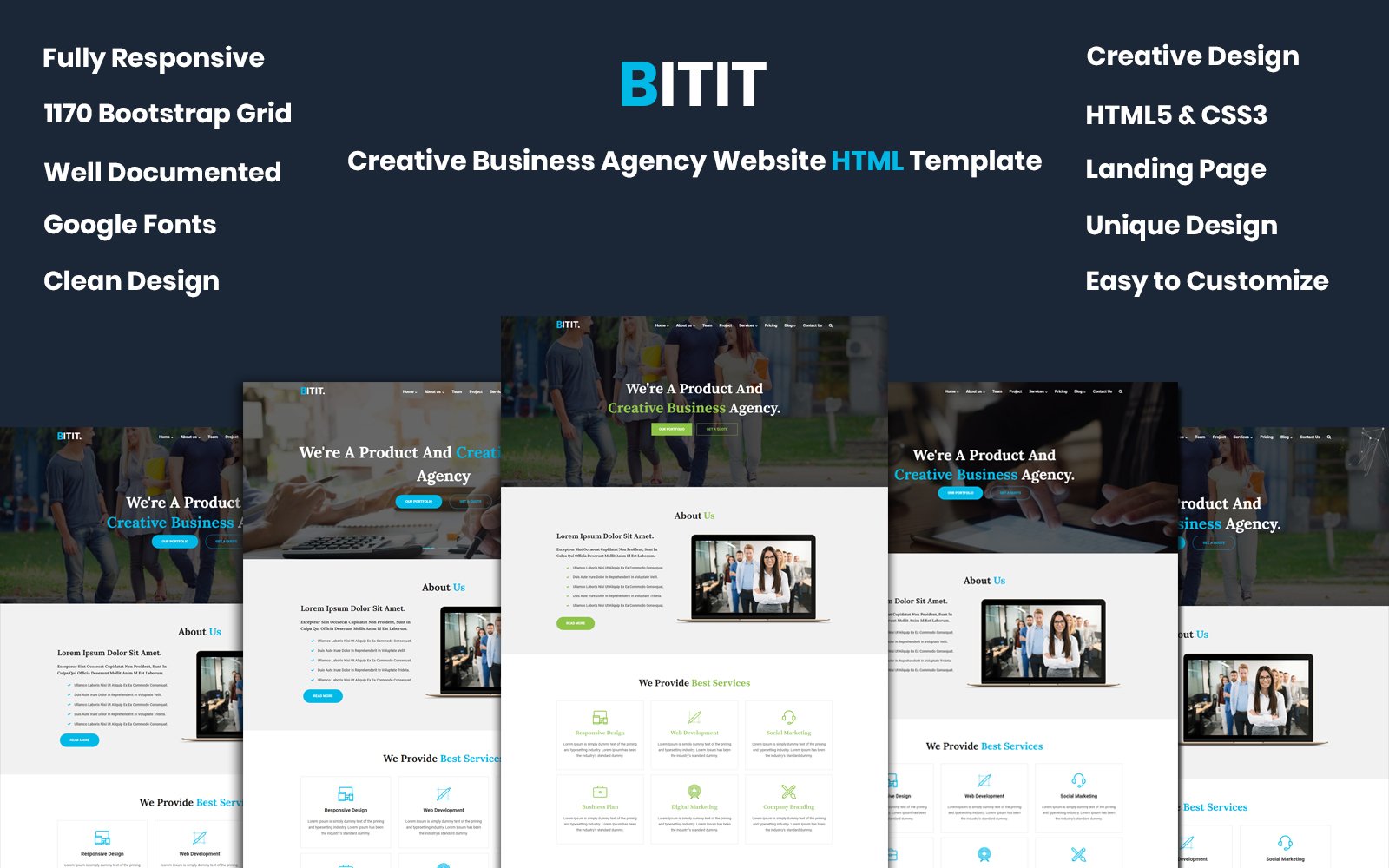 Modello Siti Web Responsive #99863 "BITIT- Creative Business Agency"