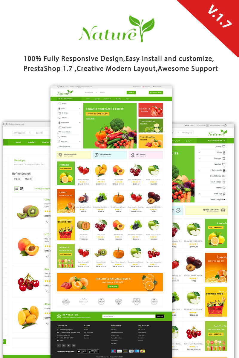 PrestaShop Theme namens "Nature Responsive" #99815