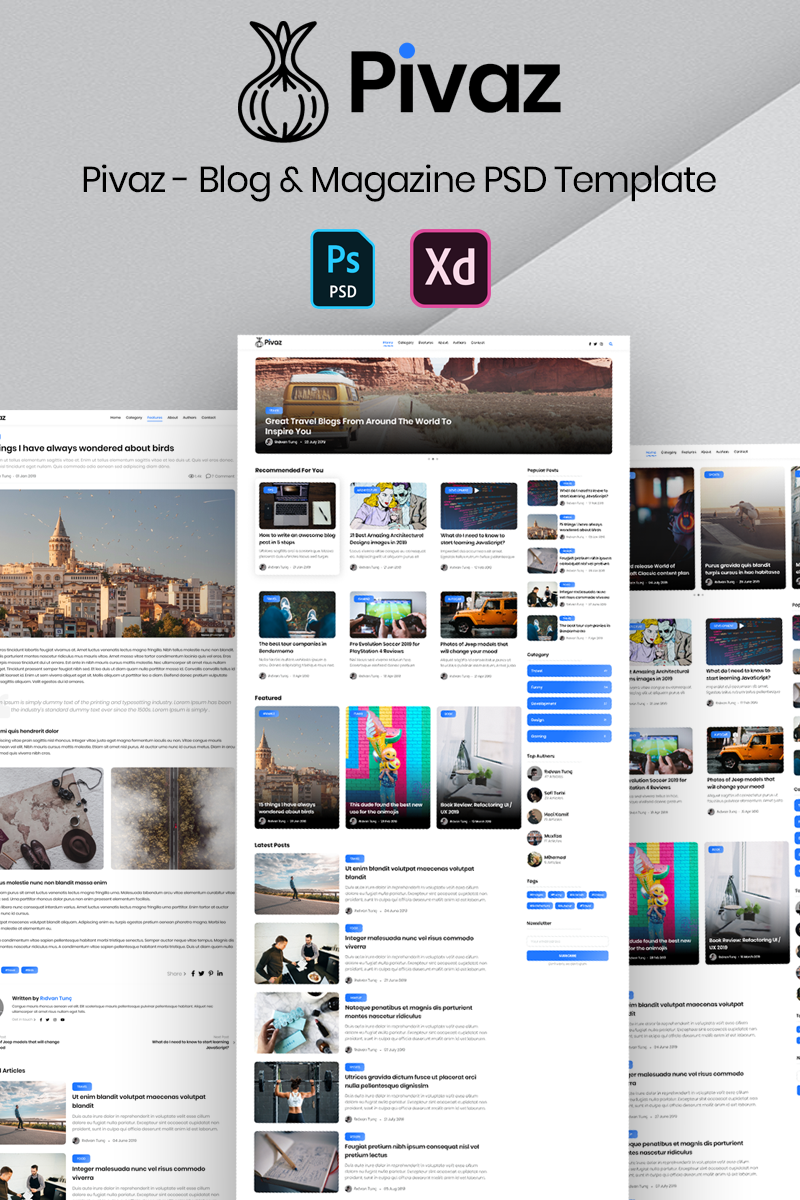 Tema PSD #99870 "Pivaz - Blog & Magazine"