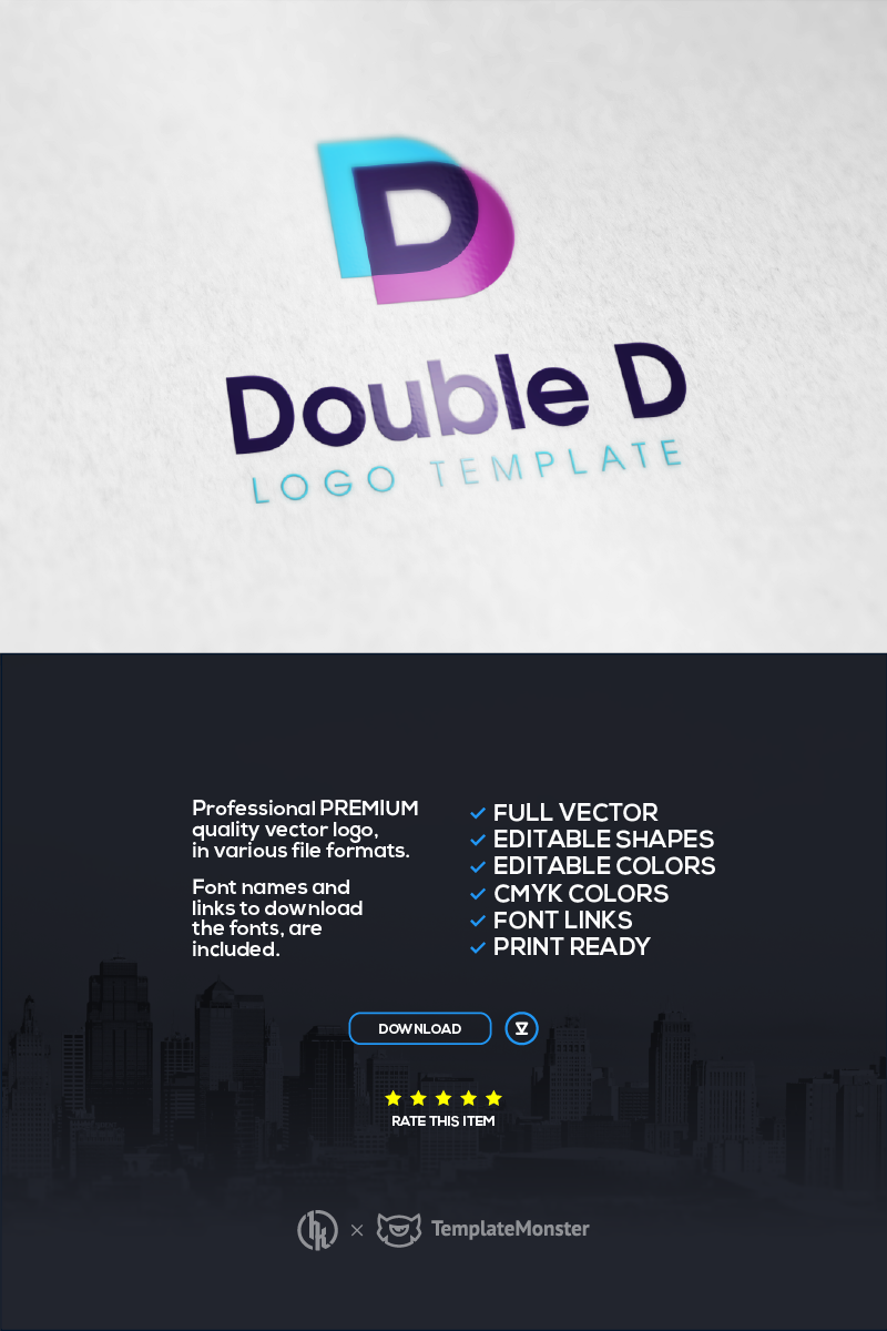 Double D Logo Editable Template