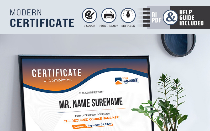 Business Completion Vol 2 Certificate Template