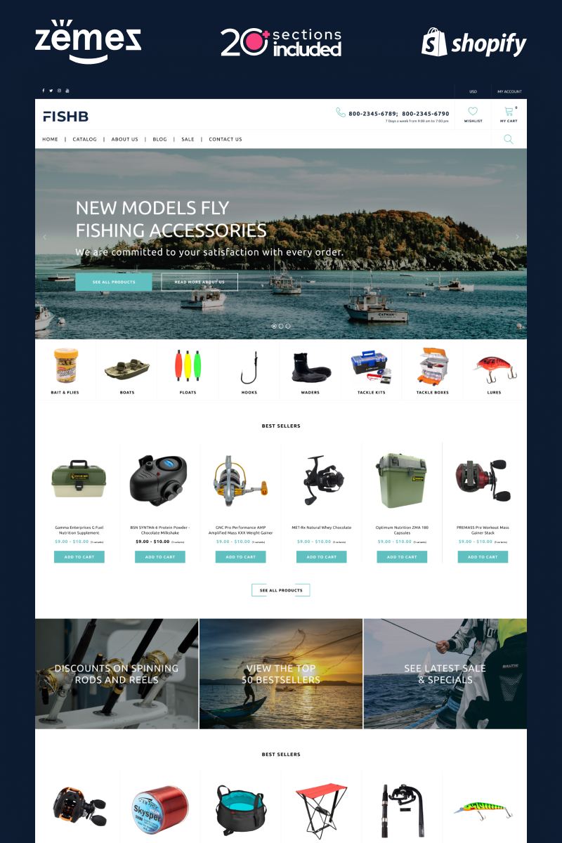 FishB - Shopify Fishing Website Design Template Shopify Theme