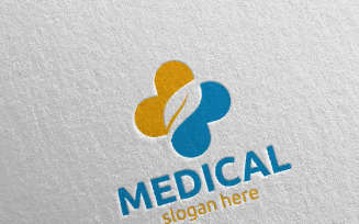 Natural Cross Medical Hospital Design 73 Logo Template
