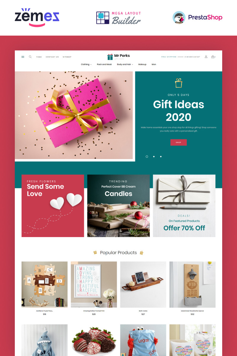 Template PrestaShop Responsive #99916 "Mr Perks - Gifts Store Template"