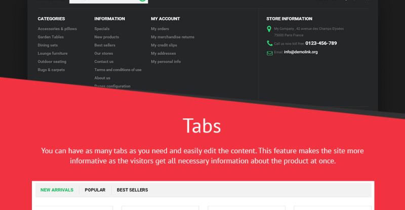 Tema de PrestaShop para muebles de exterior - Características Imagen 7