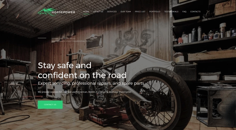 Horsepower - Motorcycle Repairs Premium Moto CMS 3 Template