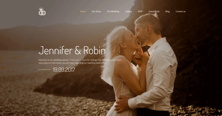 Jennifer & Robin - Wedding Premium Moto CMS 3 Template